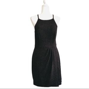 Speechless Dress Black Silver Sparkle Lace Back Halter Cocktail Size 13 NEW